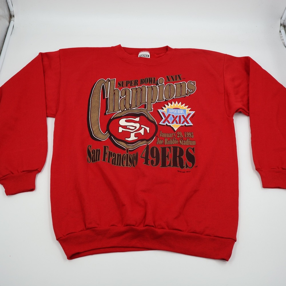 Tultex Sweatshirt Mens XL Red Vintage 1995 Super Bowl XXIX San Francisco 49ers‎